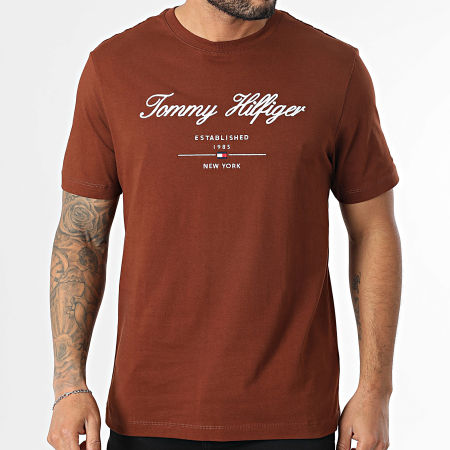 Tommy Hilfiger - Tee Shirt Script Logo 3691 Marron