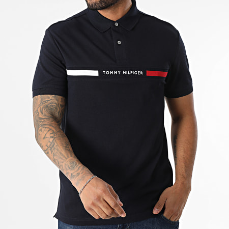 Tommy Hilfiger - Polo Manches Courtes Hilfiger Chest Insert 8130 Bleu Marine