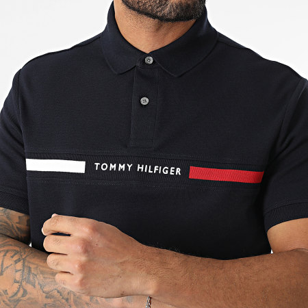 Tommy Hilfiger - Polo Manches Courtes Hilfiger Chest Insert 8130 Bleu Marine