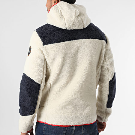 Napapijri - Veste Polaire Capuche A4GNS Beige Bleu Marine Bleu Clair