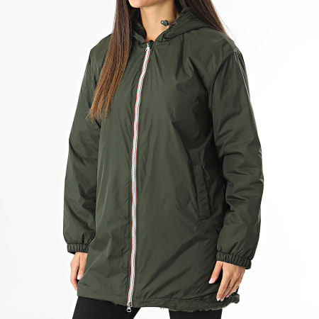 Only - Chaqueta de mujer con capucha y cremallera Fry Fur Verde caqui