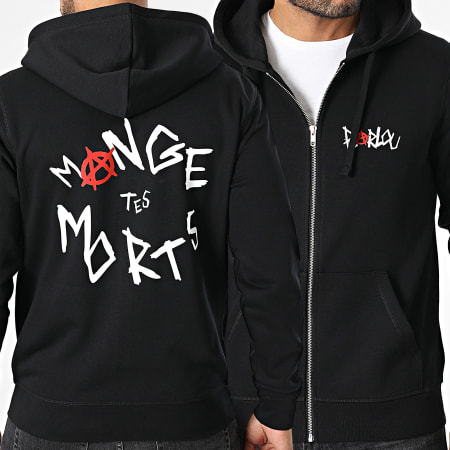 Seth Gueko Sweat Zippé Capuche Barlou Scribble Noir