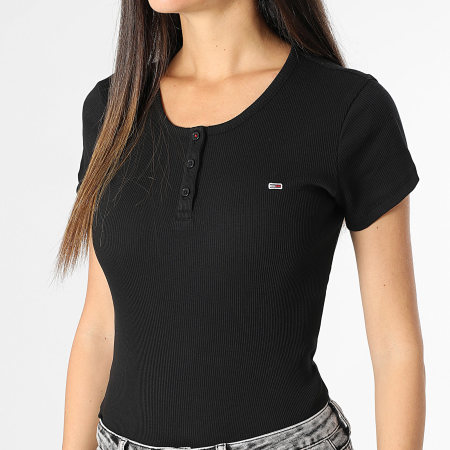 Tommy Jeans - Camiseta de mujer con botones Slim 9502 Negro