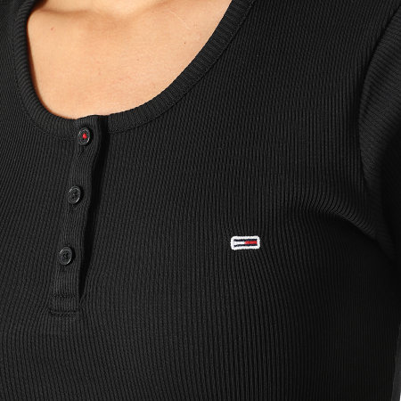 Tommy Jeans - Camiseta de mujer con botones Slim 9502 Negro
