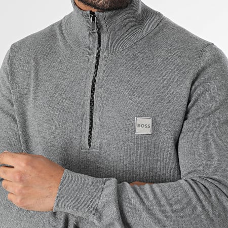 トップス boss BOSS - Kanobix Zipped Neck Sweater 50527585 Grey - Ryses