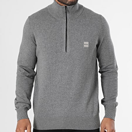 BOSS - Kanobix Zipped Neck Sweater 50527585 Grey - Ryses