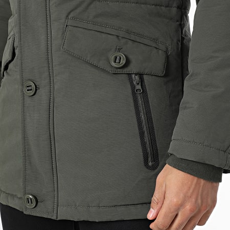 Mackten - Parka con capucha de piel verde caqui