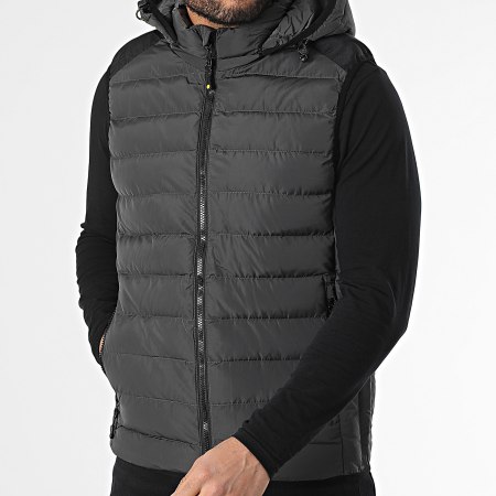 Mackten - Doudoune Capuche Sans Manches Gris Anthracite