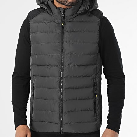 Mackten - Doudoune Capuche Sans Manches Gris Anthracite