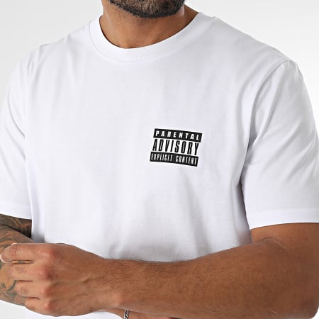 Parental Advisory - Tee Shirt Oversize Large Logo Gothic Back Blanc