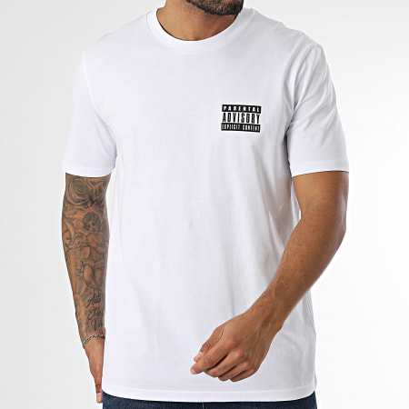 Parental Advisory - Tee Shirt Oversize Large Logo Gothic Back Blanc
