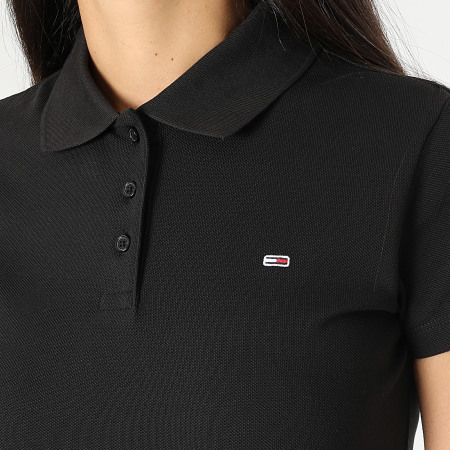 Tommy Jeans - Polo Manches Courtes Slim Femme Essential 0160 Noir