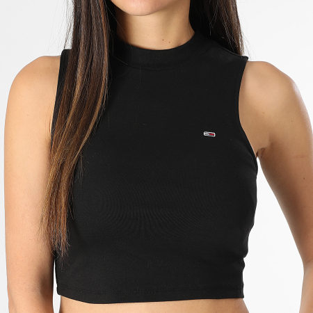 Tommy Jeans - Top Crop Femme Sans Manches Mockneck 0177 Noir