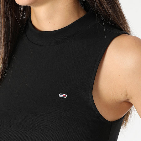 Tommy Jeans - Top Crop Femme Sans Manches Mockneck 0177 Noir