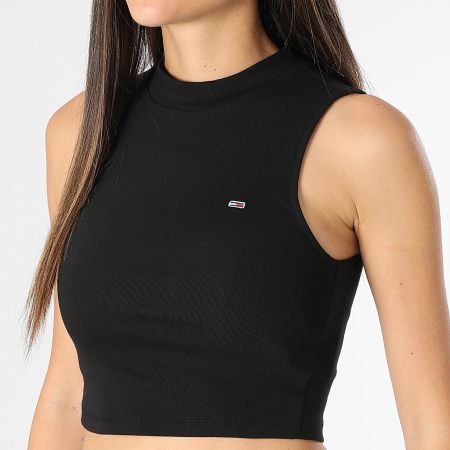 Tommy Jeans - Top Crop Femme Sans Manches Mockneck 0177 Noir