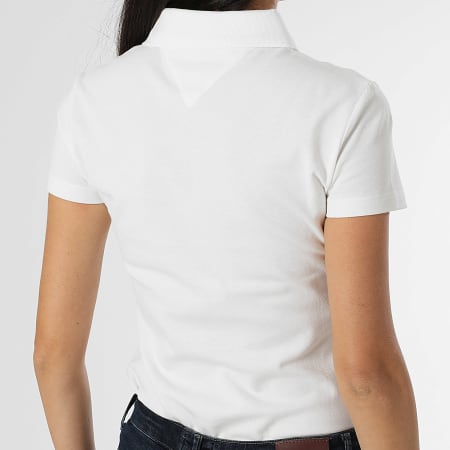 Tommy Jeans - Polo Manches Courtes Slim Femme Essential 0160 Blanc