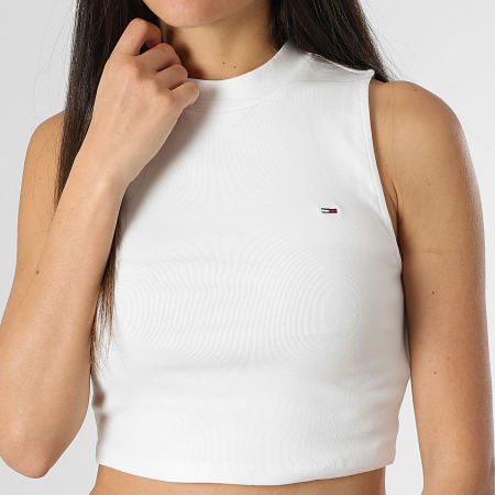 Tommy Jeans - Top Crop Femme Sans Manches Mockneck 0177 Blanc