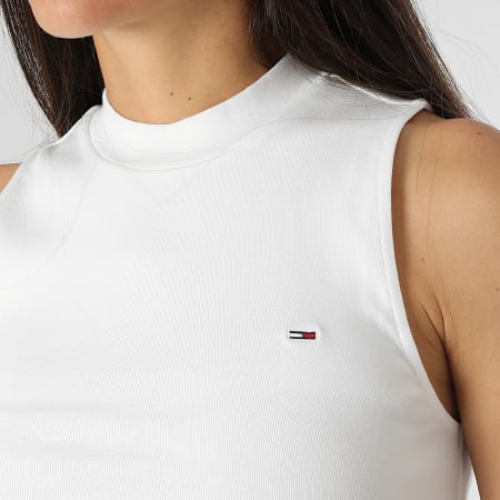 Tommy Jeans - Top Crop Femme Sans Manches Mockneck 0177 Blanc