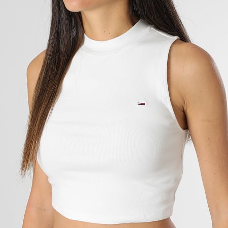 Tommy Jeans Top Crop Woman Sleeveless Mockneck 0177 White Ryses