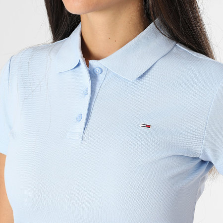 Tommy Jeans - Polo Manches Courtes Slim Femme Essential 0160 Bleu Clair