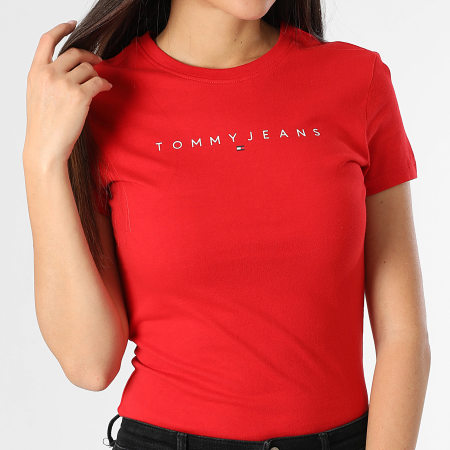 Tommy Jeans - Tee Shirt Femme Slim Linear 8398 Rouge