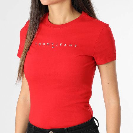 Tommy Jeans - Tee Shirt Femme Slim Linear 8398 Rouge
