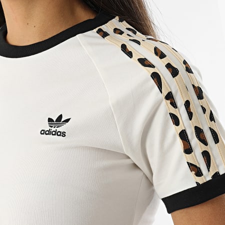 Adidas Originals - Tee Shirt Femme IW8474 Blanc Beige Leopard