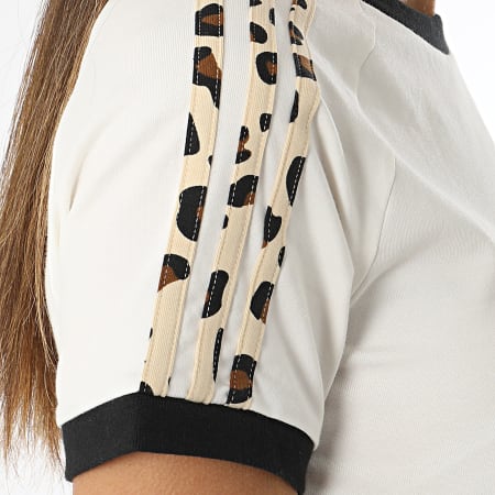 Adidas Originals - Tee Shirt Femme IW8474 Blanc Beige Leopard