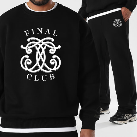 Final Club - Conjunto de sudadera y pantalón de chándal con cuello redondo delantero Embleme Negro
