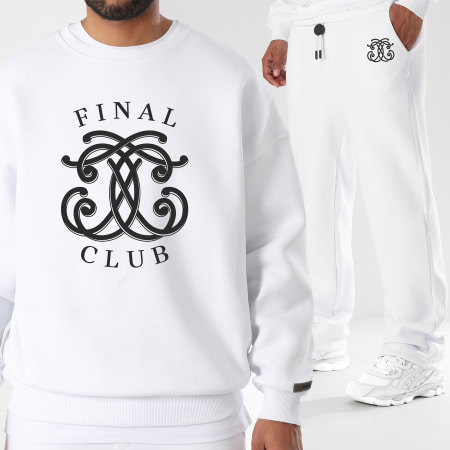Final Club - Conjunto de sudadera y pantalón de chándal con cuello redondo delantero Embleme Blanco