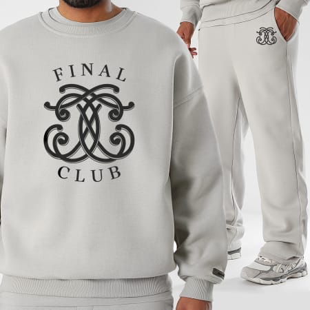 Final Club - Conjunto de sudadera con cuello redondo y pantalón de chándal gris