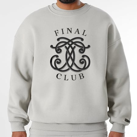 Final Club - Conjunto de sudadera con cuello redondo y pantalón de chándal gris