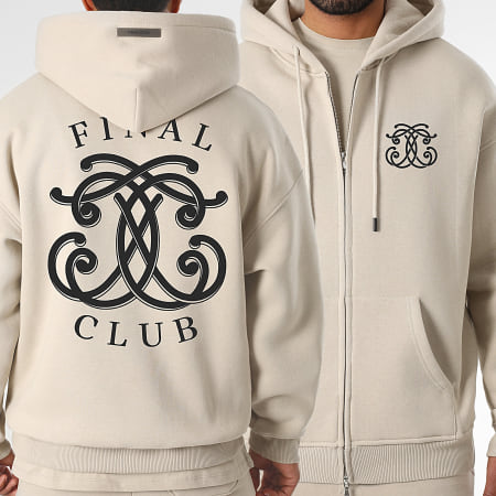 Final Club - Sudadera con capucha y cremallera Embleme Back Beige
