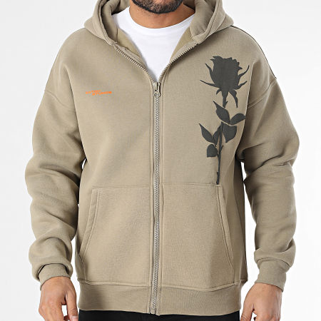 Ikao - Sweat Zippé Capuche Vert Kaki Clair