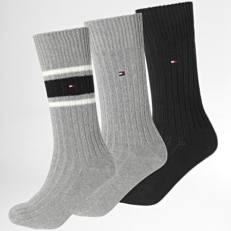 Tommy Hilfiger - 3 Pares De Calcetines 701229786 Gris Negro