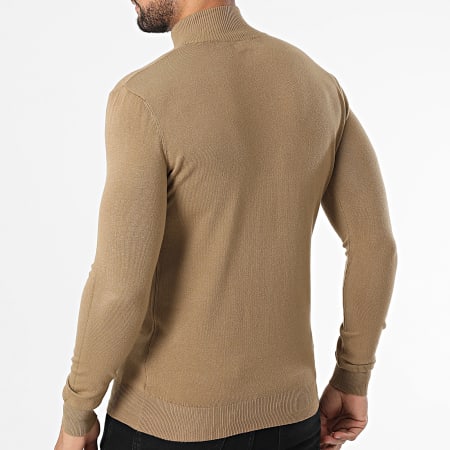 Uniplay - Pull Col Montant Zippé Camel