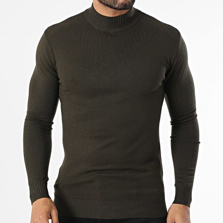 Uniplay - Pull Col Montant Vert Kaki