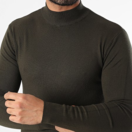 Uniplay - Pull Col Montant Vert Kaki