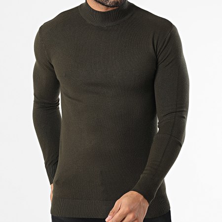 Uniplay - Pull Col Montant Vert Kaki