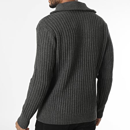 Armita - Pull Col Montant Zippé Gris Anthracite