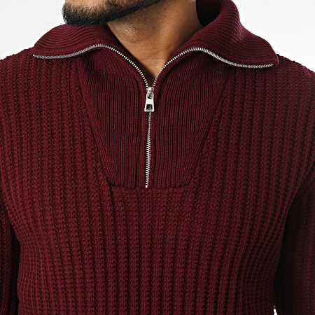 Armita - Pull Col Montant Zippé Bordeaux