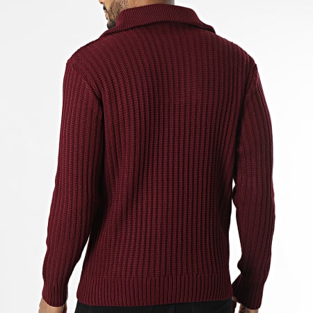 Armita - Pull Col Montant Zippé Bordeaux