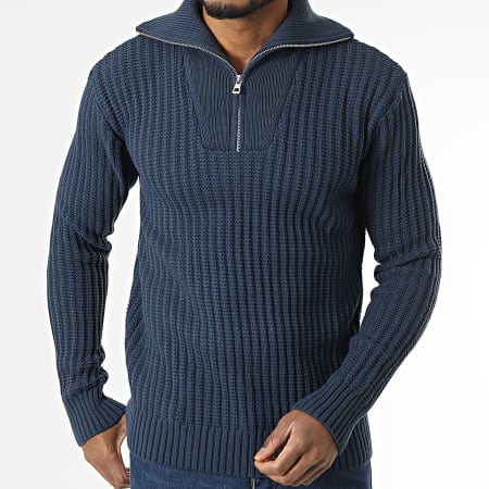 Armita - Pull Col Montant Zippé Bleu Marine