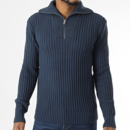 Armita - Pull Col Montant Zippé Bleu Marine