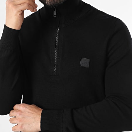 トップス boss BOSS - Kanobix Zip Neck Sweater 50527585 Black - Ryses