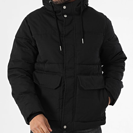 JACK & JONES Parka Homme Regular Fit Noire - Veste D'Hiver Capuche Avec Cordon De Serrage