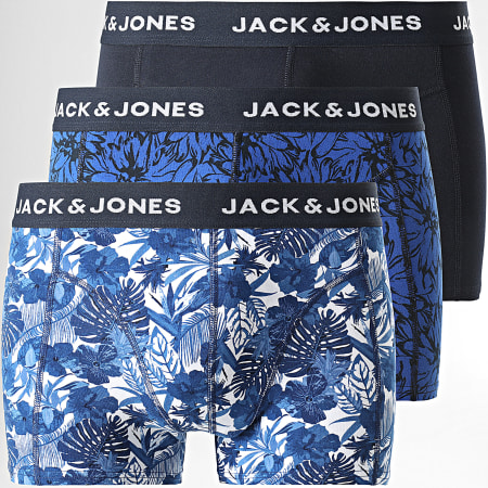 Jack And Jones - Lot De 3 Boxers Noir Bleu Roi Blanc Bleu Marine
