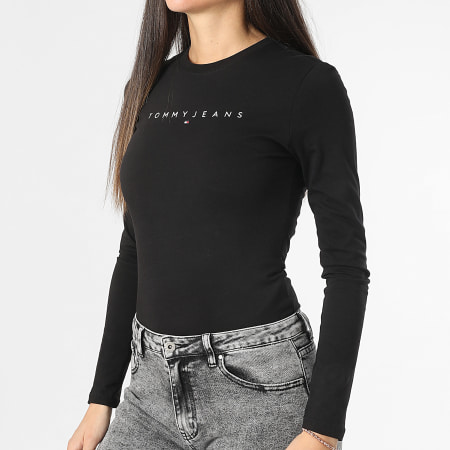 Tommy Jeans - Slim Linear 9434 Camiseta negra de manga larga para mujer