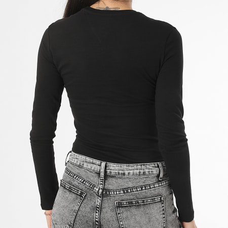 Tommy Jeans - Slim Linear 9434 Camiseta negra de manga larga para mujer