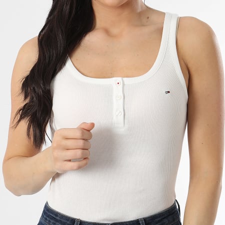 Tommy Jeans - Débardeur Slim Femme Button 9492 Blanc